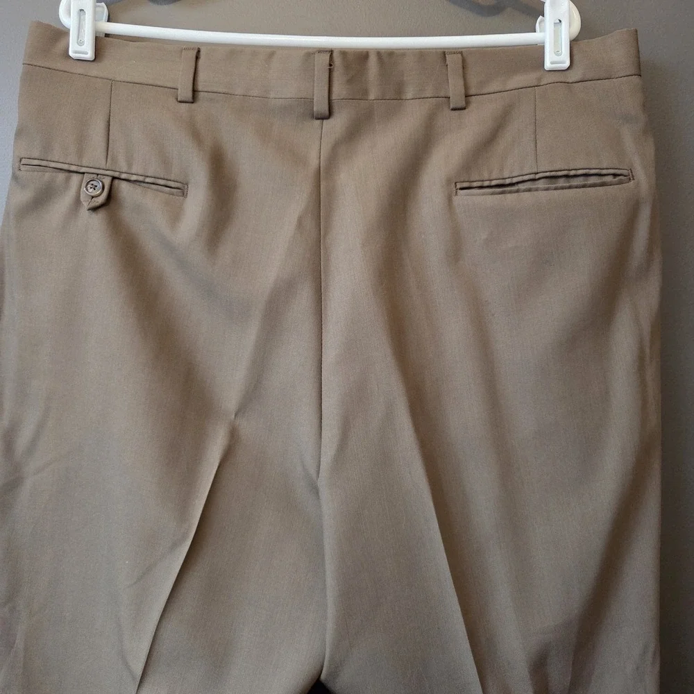 Hart Schaffner Marx Men's Brown Super 100s Wool Suit‎ Dress Pants Pleated 38x32